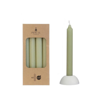 Velas rayas para candelabro verde mint