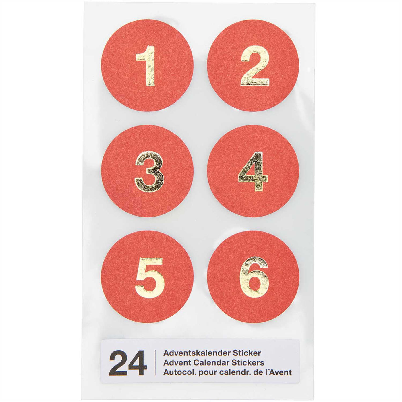Autocolantes com números vermelhos do calendário de advento