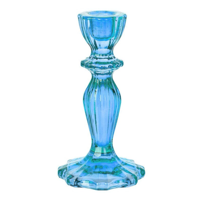 candelabro de cristal azul esculpido