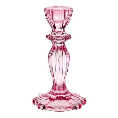 candelabro de cristal esculpido rosa