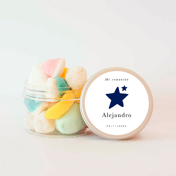 Navy blue star personalized canister