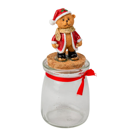 Christmas bear glass jar