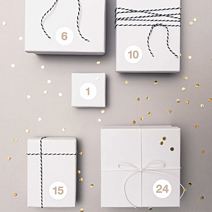 White advent calendar number stickers