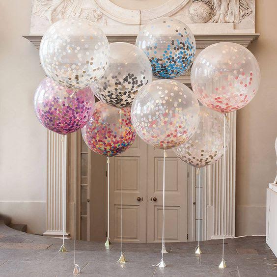 XL confetti balloon inflated with helium