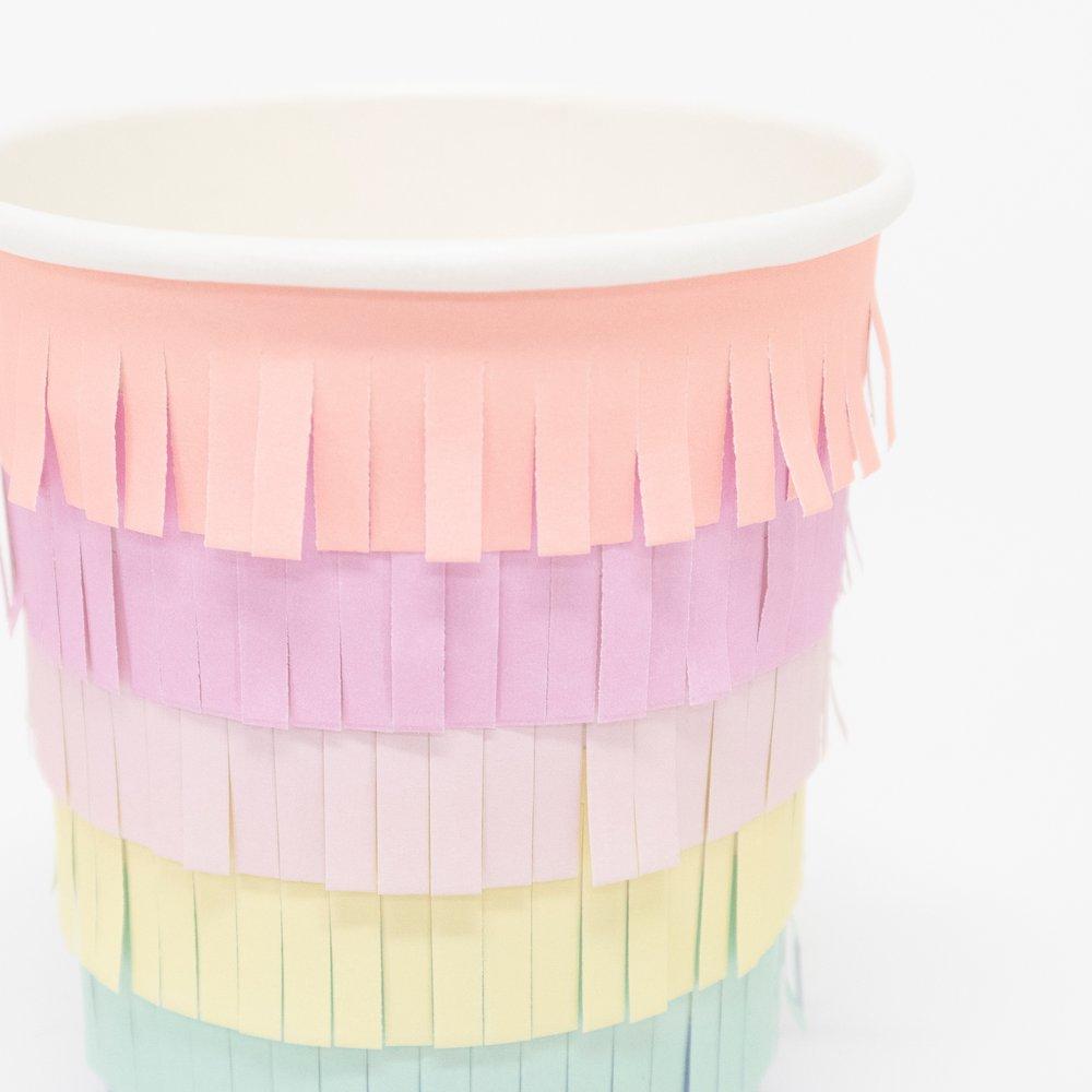 Vaso  flecos de colores pastel / 8 uds.