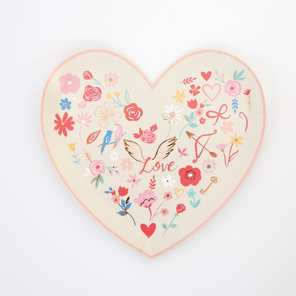 Vintage Valentine heart plates / 8 pcs.