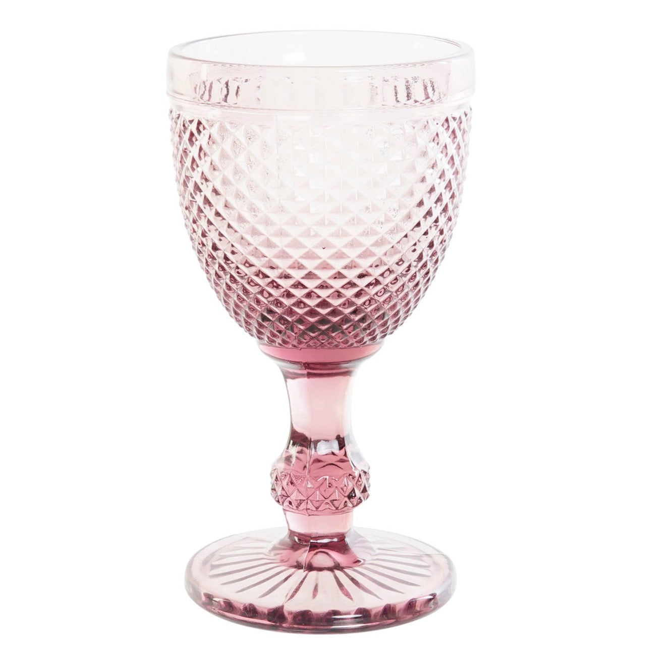 Pink carved glass goblet