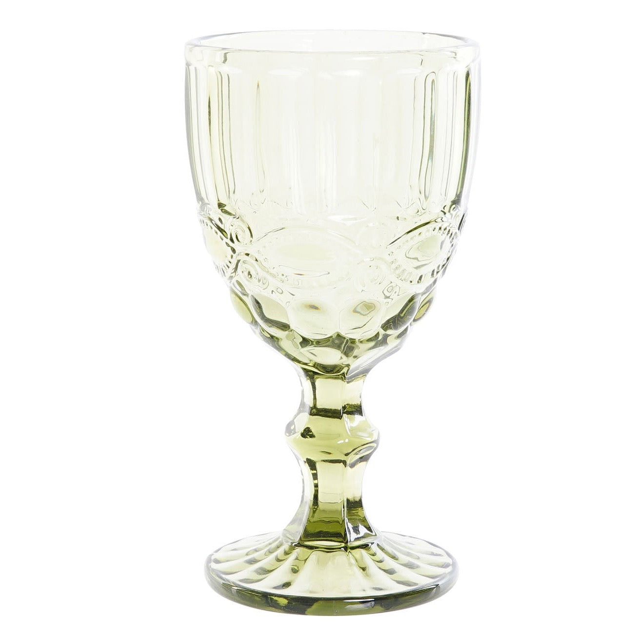 Green carved glass cup