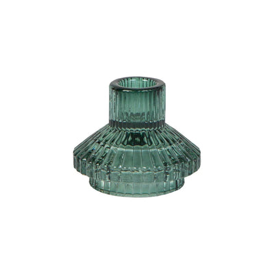 Sage green glass candle holder
