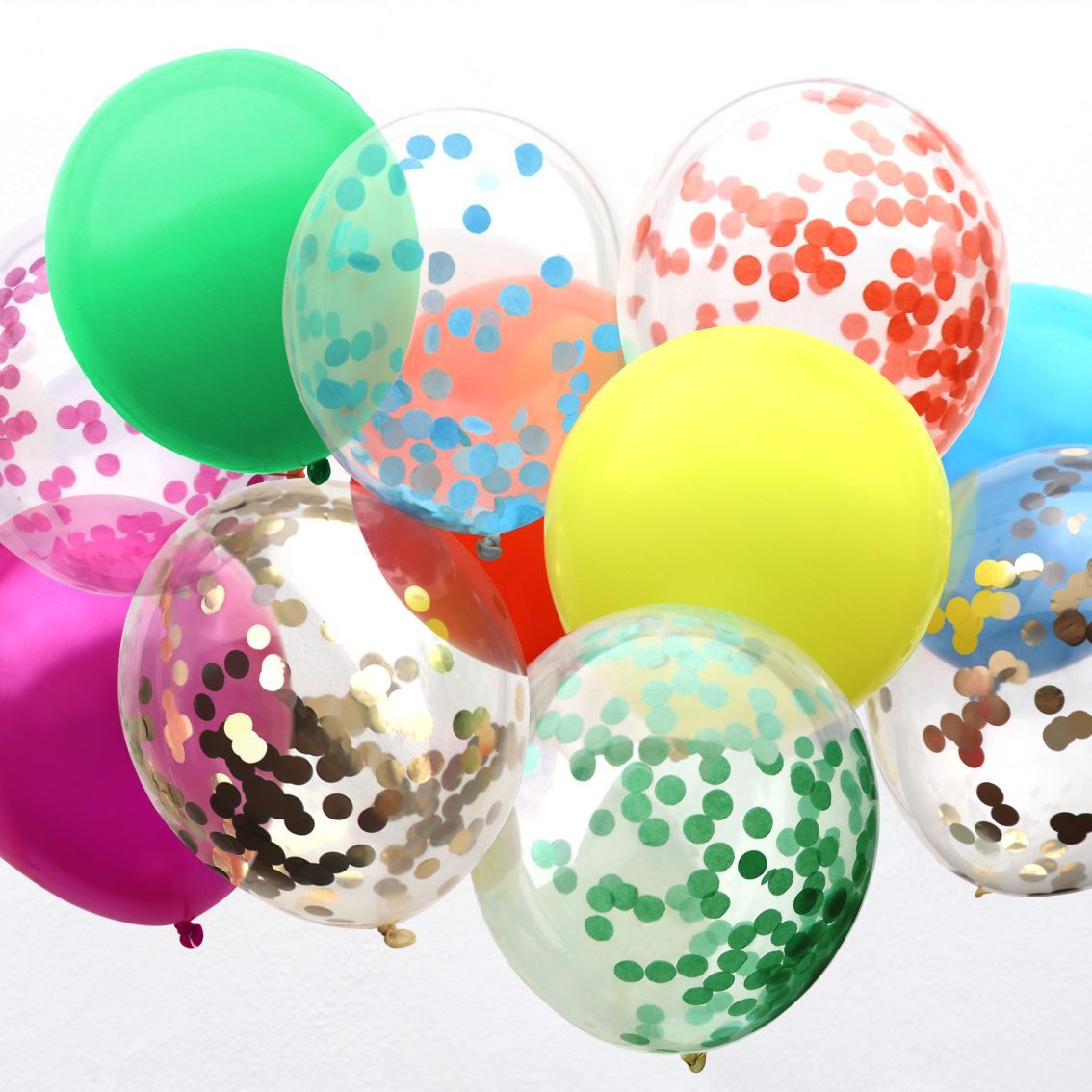 Multicolor confetti balloon kit / 12 units.
