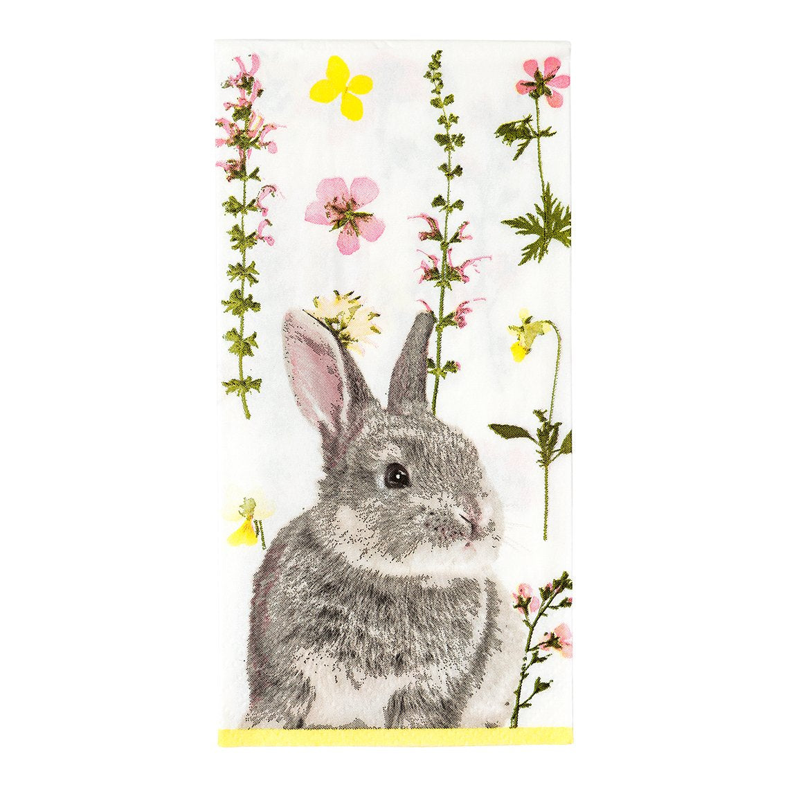 Bunny and flowers rectangular napkin / 20 pcs.