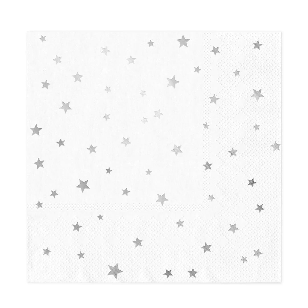 Guardanapos Lunch estrelas prata básica / 10 pcs.