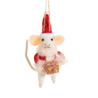 Christmas ornament little mouse with gift