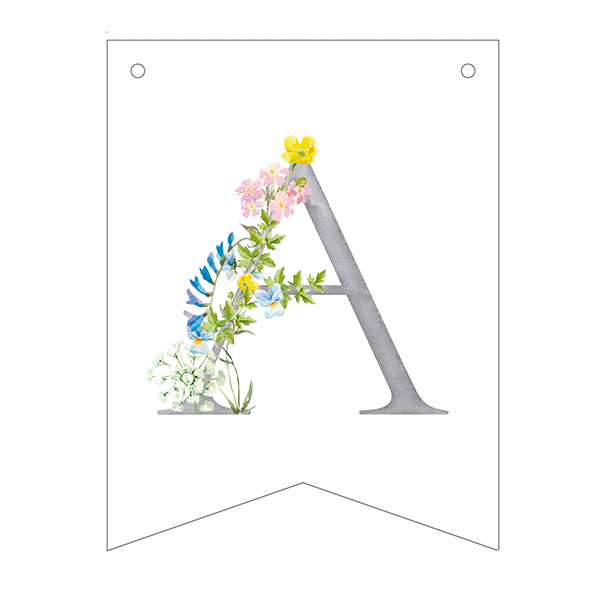 Letter A spring flowers 