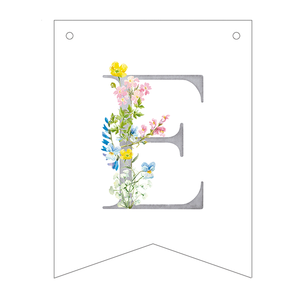 Letter E spring flowers 