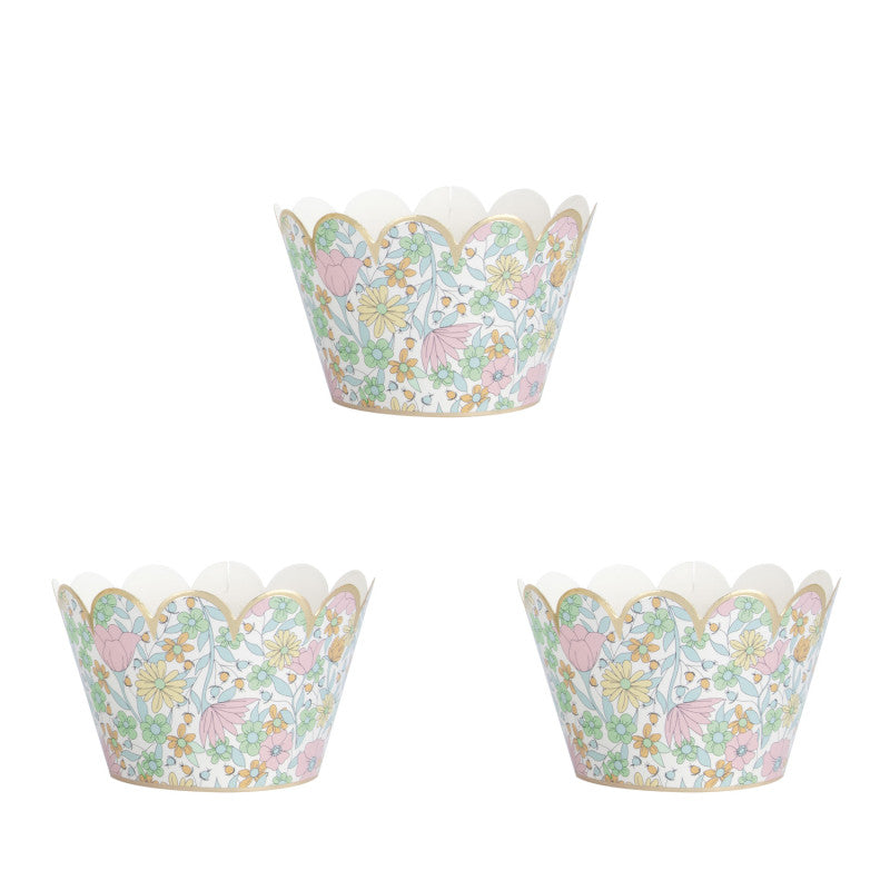 Bases para cupcake Liberty rosa detalle dorado/ 6 ud