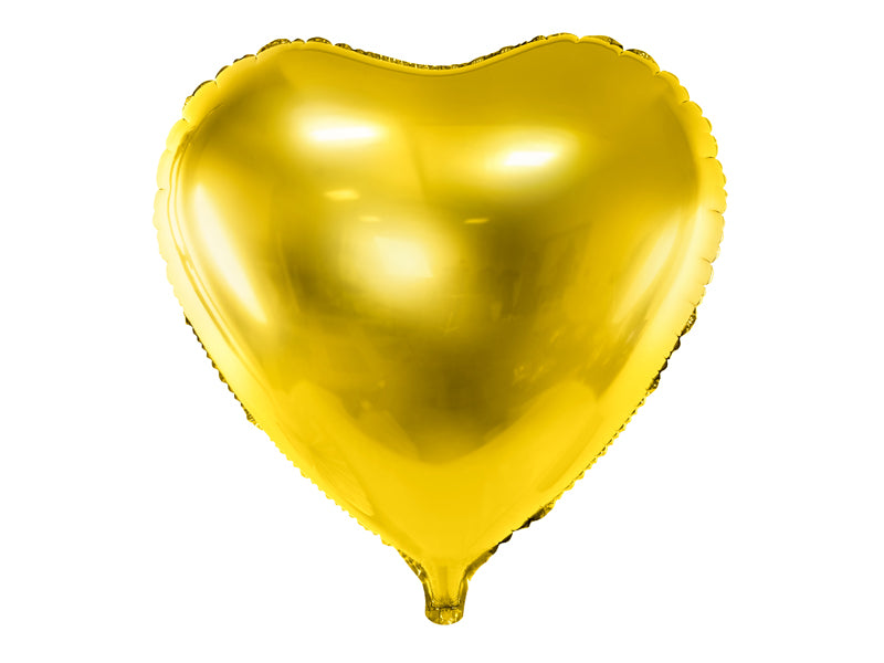 gold heart mylar balloon