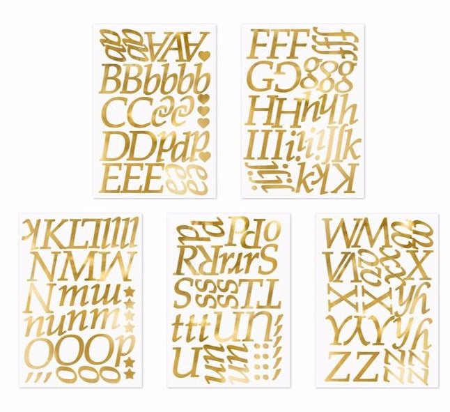 Golden adhesive alphabet / 143 letters