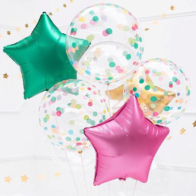 Balão de bolha transparente com bolinhas de pastel