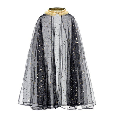 Black tulle cape with gold stars