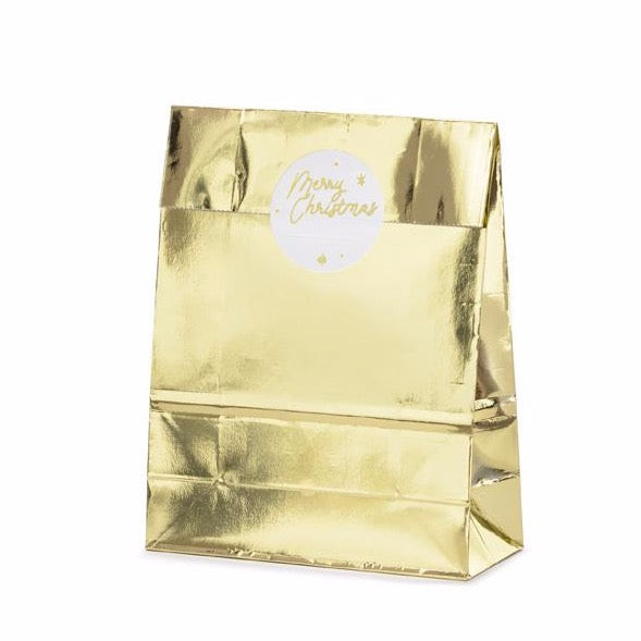 Gold gift bag with sticker / 3 pcs.