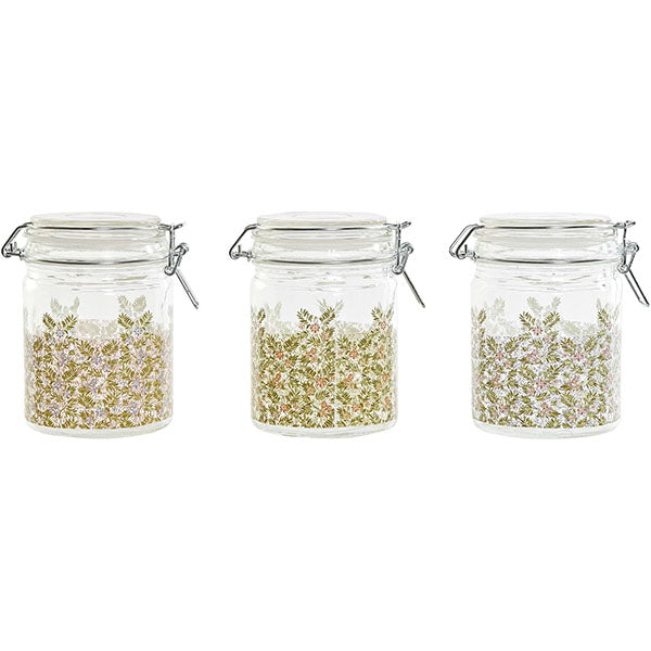 Small glass jar M with wild flowers hermetic closure