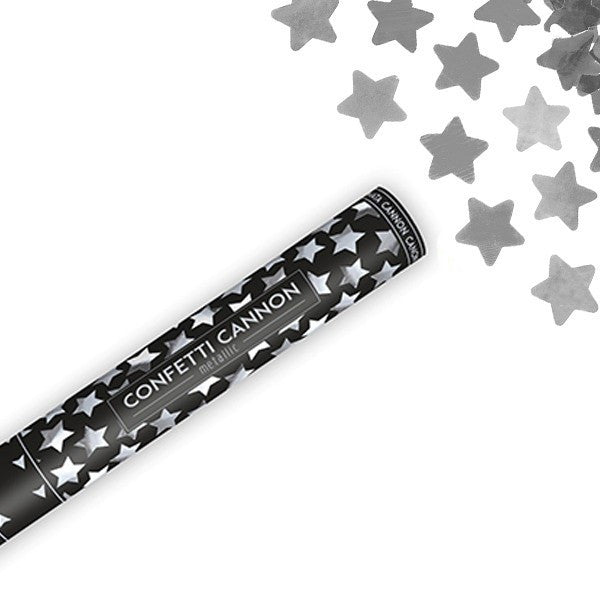 XL silver star confetti cannon