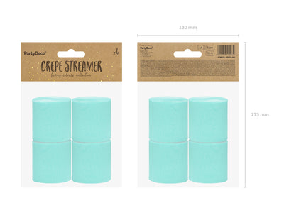 Pack of light aqua green Crepe paper ribbons / 40 mts.