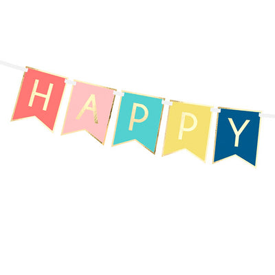 Multicolor basic Happy B-day pennant garland