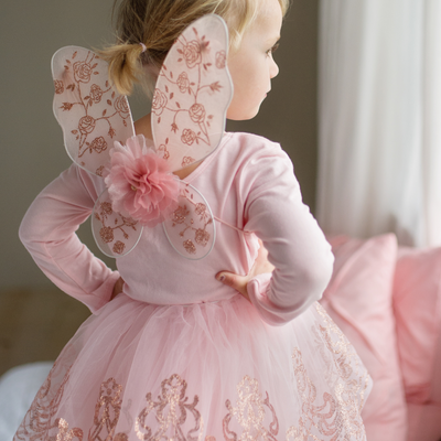 Costume wings and tutu fairy rosegold