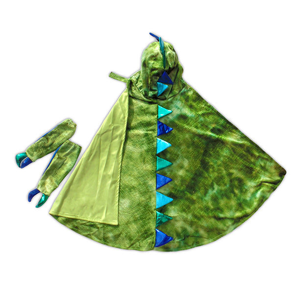 Disfraz capa de dragón verde y azul