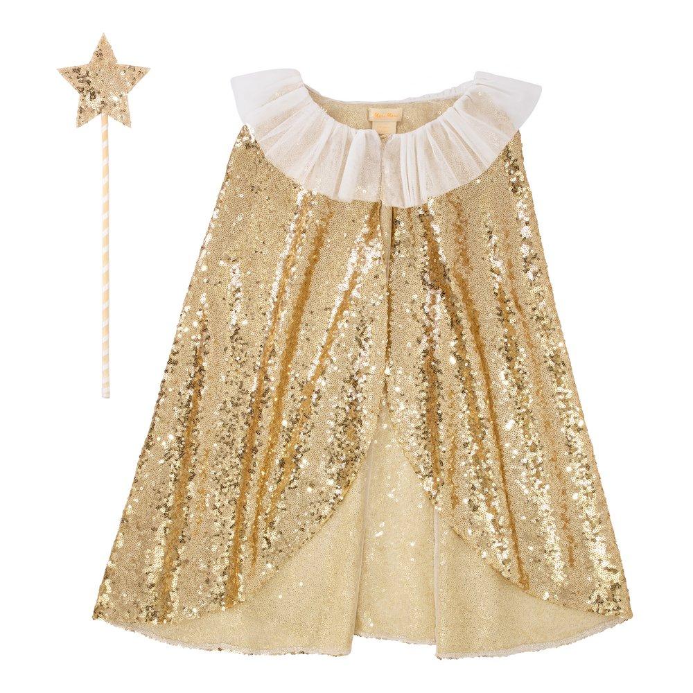 Golden sequin cape costume with wand