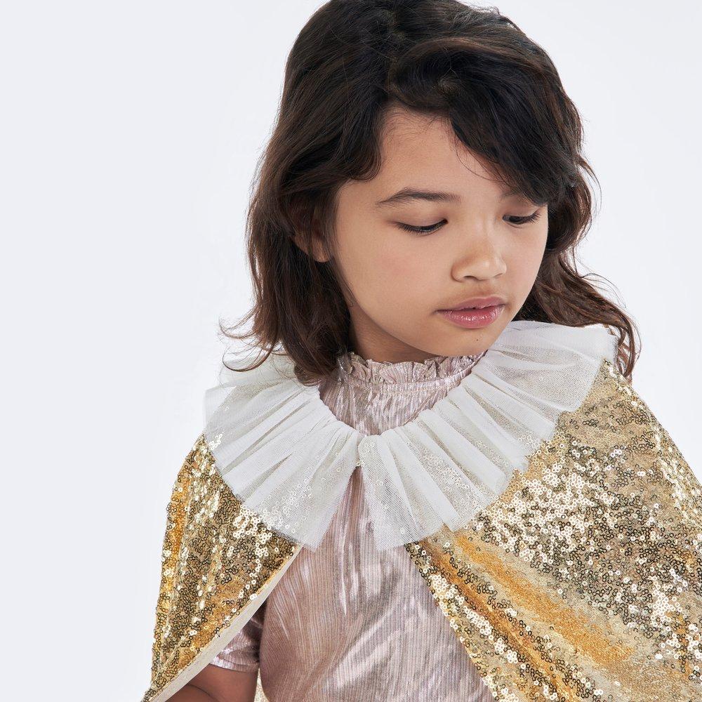 Golden sequin cape costume with wand
