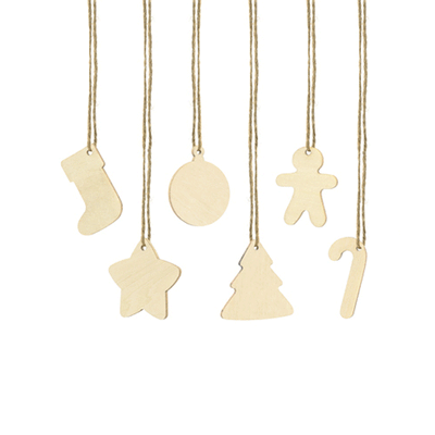 Wooden Christmas tags / 12 pcs.
