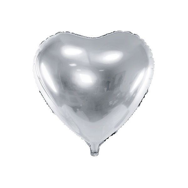 silver heart mylar balloon