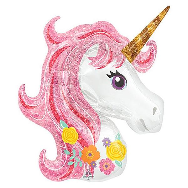Globo Unicornio rosa brillo XL