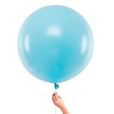 Balão L decorado com listras de tecido Liberty azul