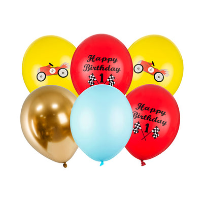 Mix Happy Birthday car balloons / 6 units.