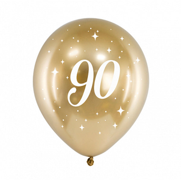 ECO 90 balloons gold chrome / 6 pcs.