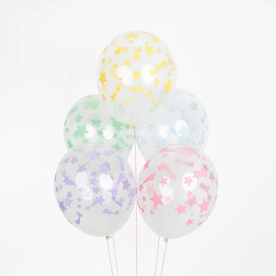 ECO pastel star balloons / 5 pcs.
