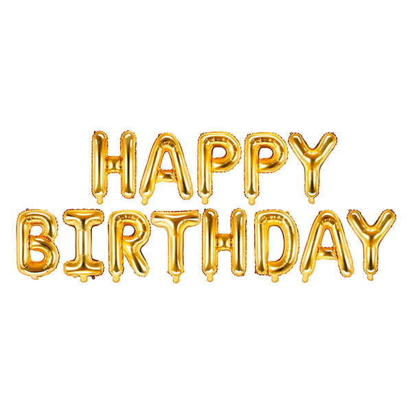 Golden Happy Birthday balloons