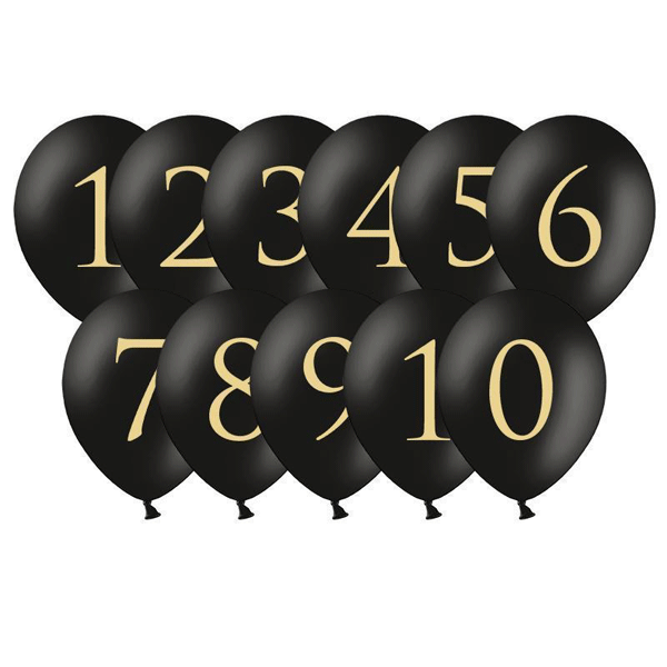 Kit black balloons numbers