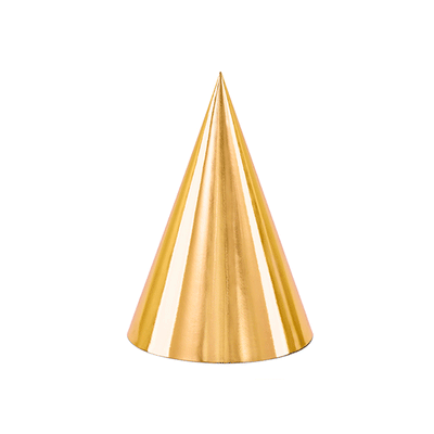 Gold glitter party hat / 6 pcs.