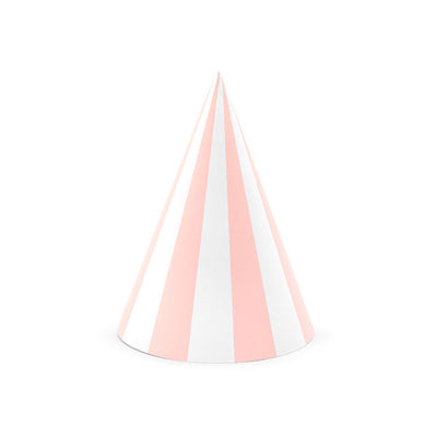 Party hats pink stripe / 6 pcs.