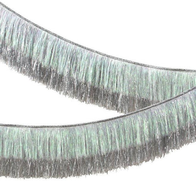 XL silver and iridescent fringe garland