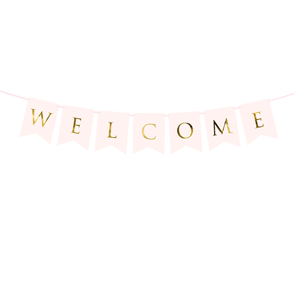 Pink Welcome pennant garland