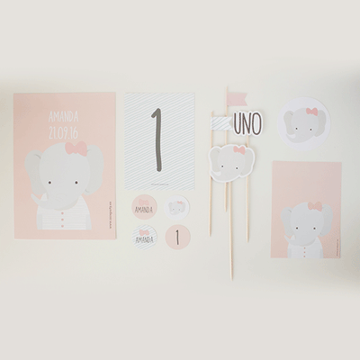 Pink elephant printable pack
