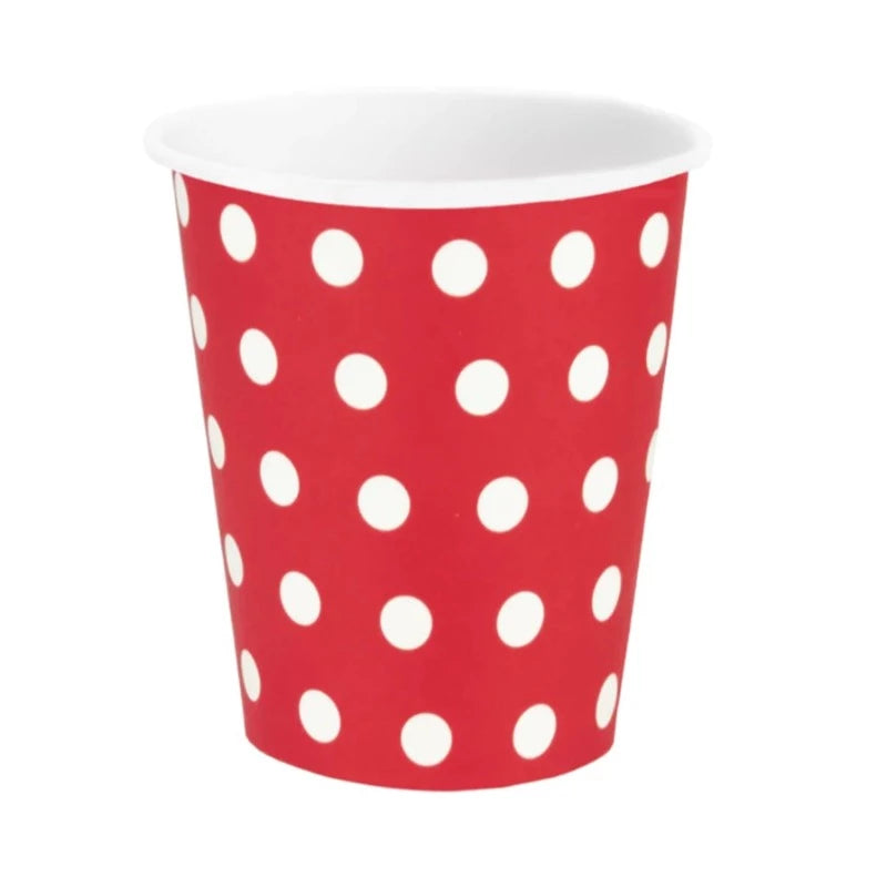Basic red polka dot cup / 6 u.