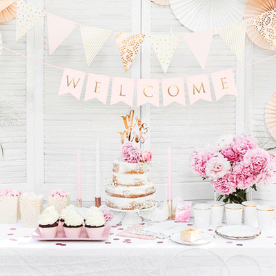 Pink Welcome pennant garland