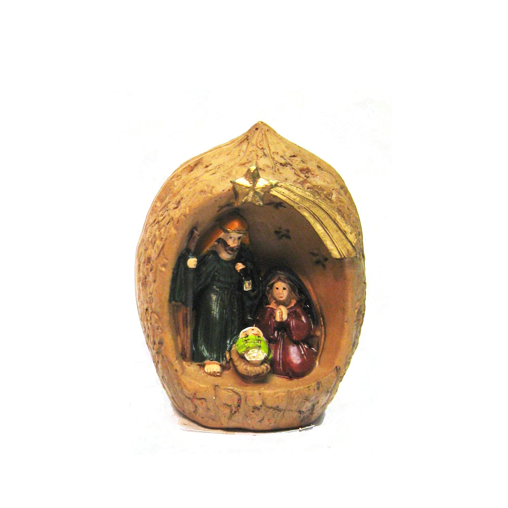 nativity scene in walnut
